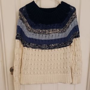 Chaps sweater white blue navy